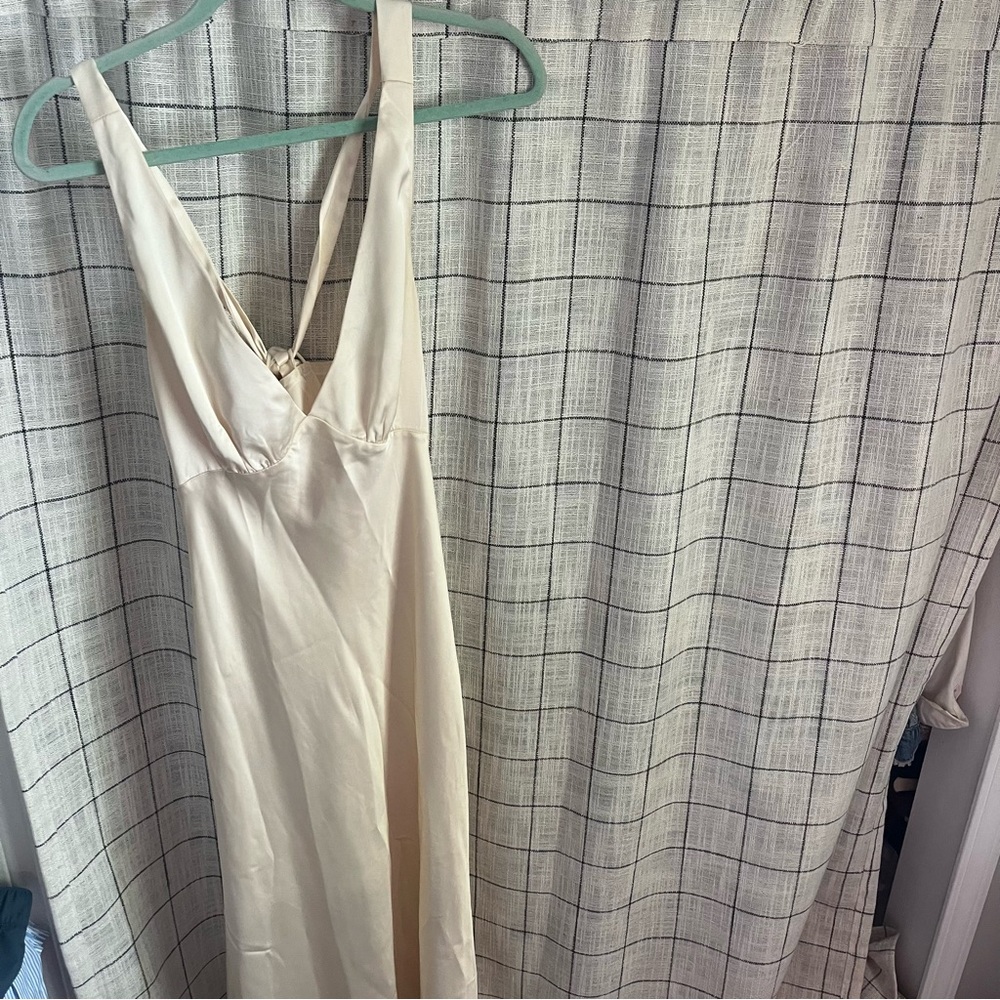 Petal and Pup Cream Satin Tie Back Midi Dress